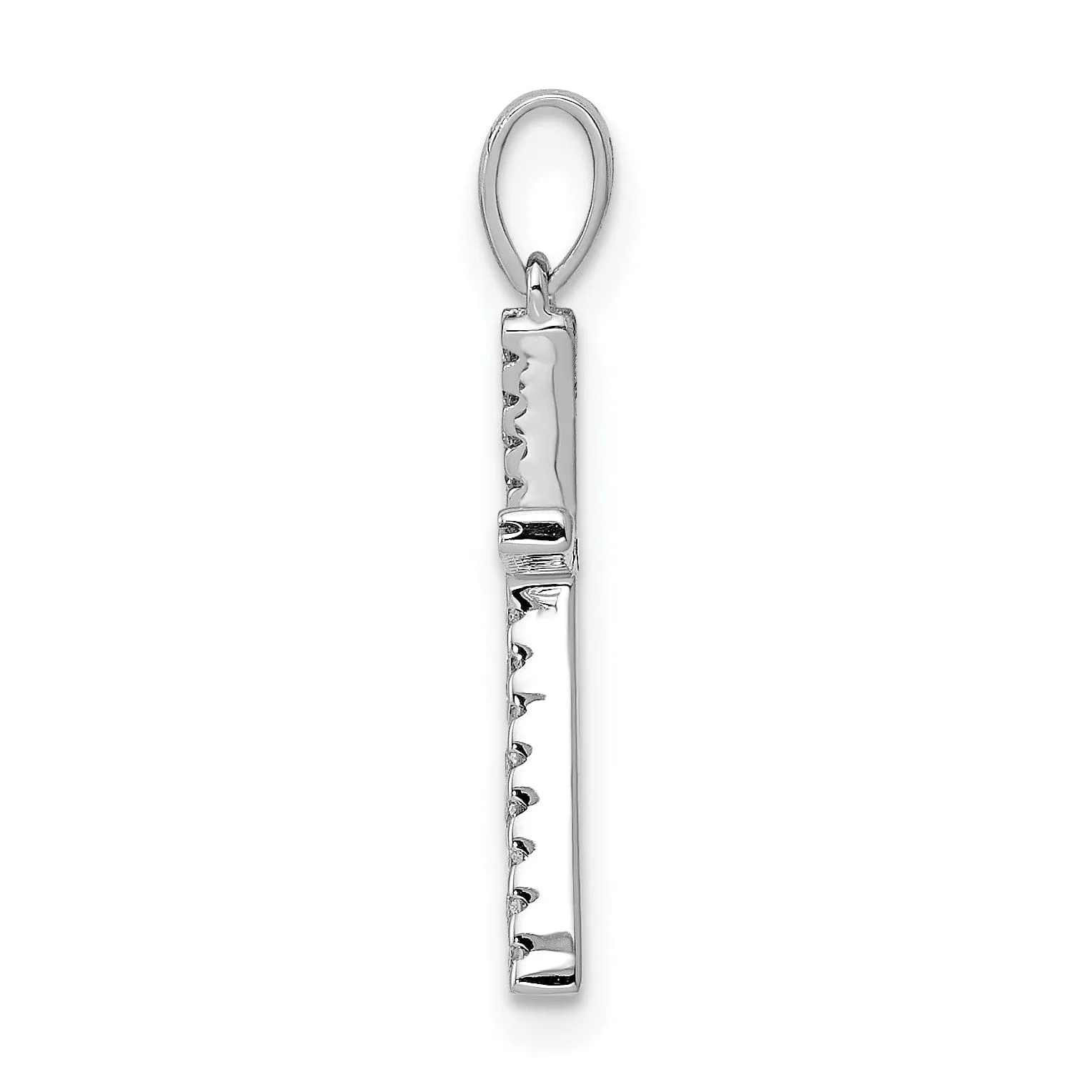 14K White Gold Diamond 0.084-CT Block Letter K Initial Charm Pendant