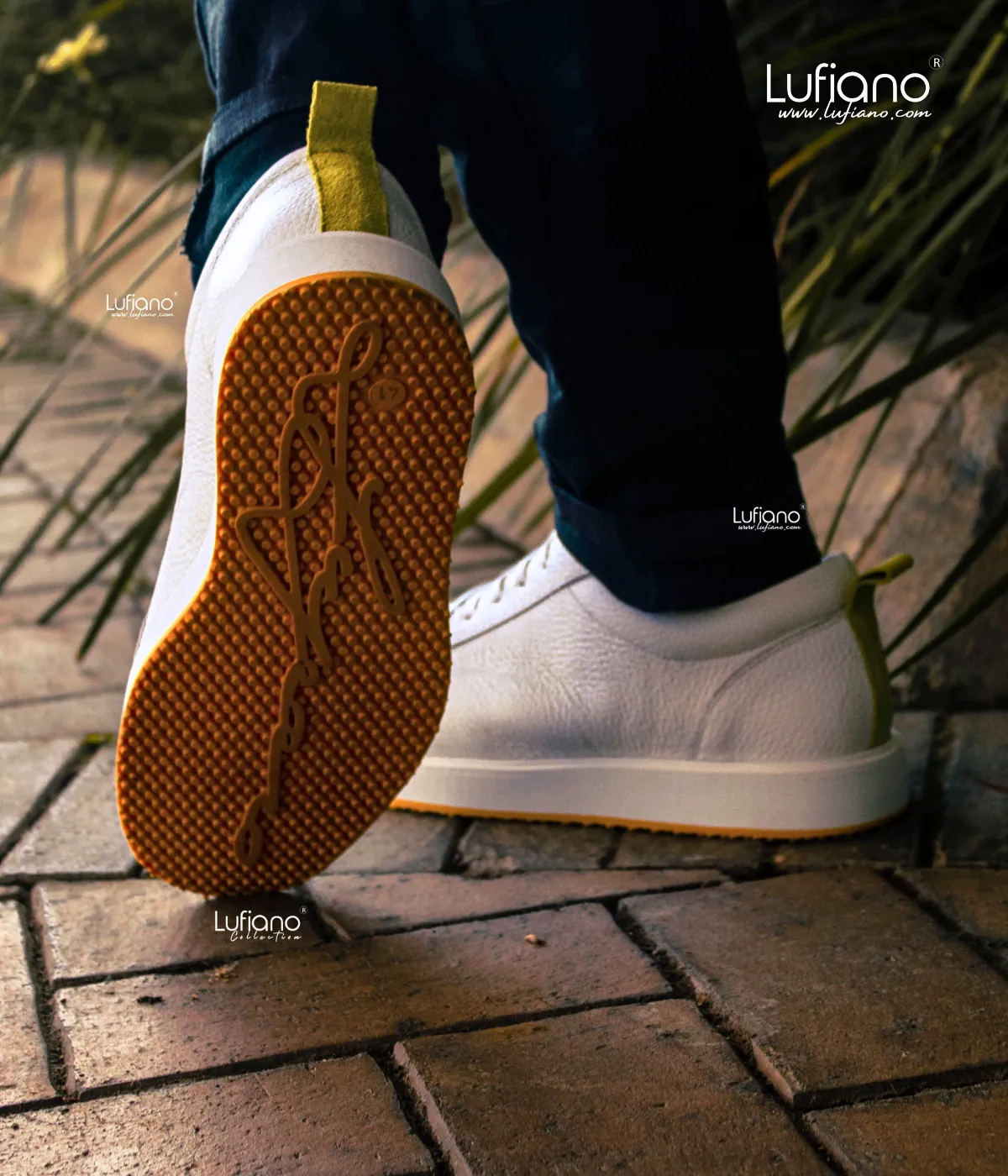 164 - LUFIANO collection Leather Sneaker- White/yellow