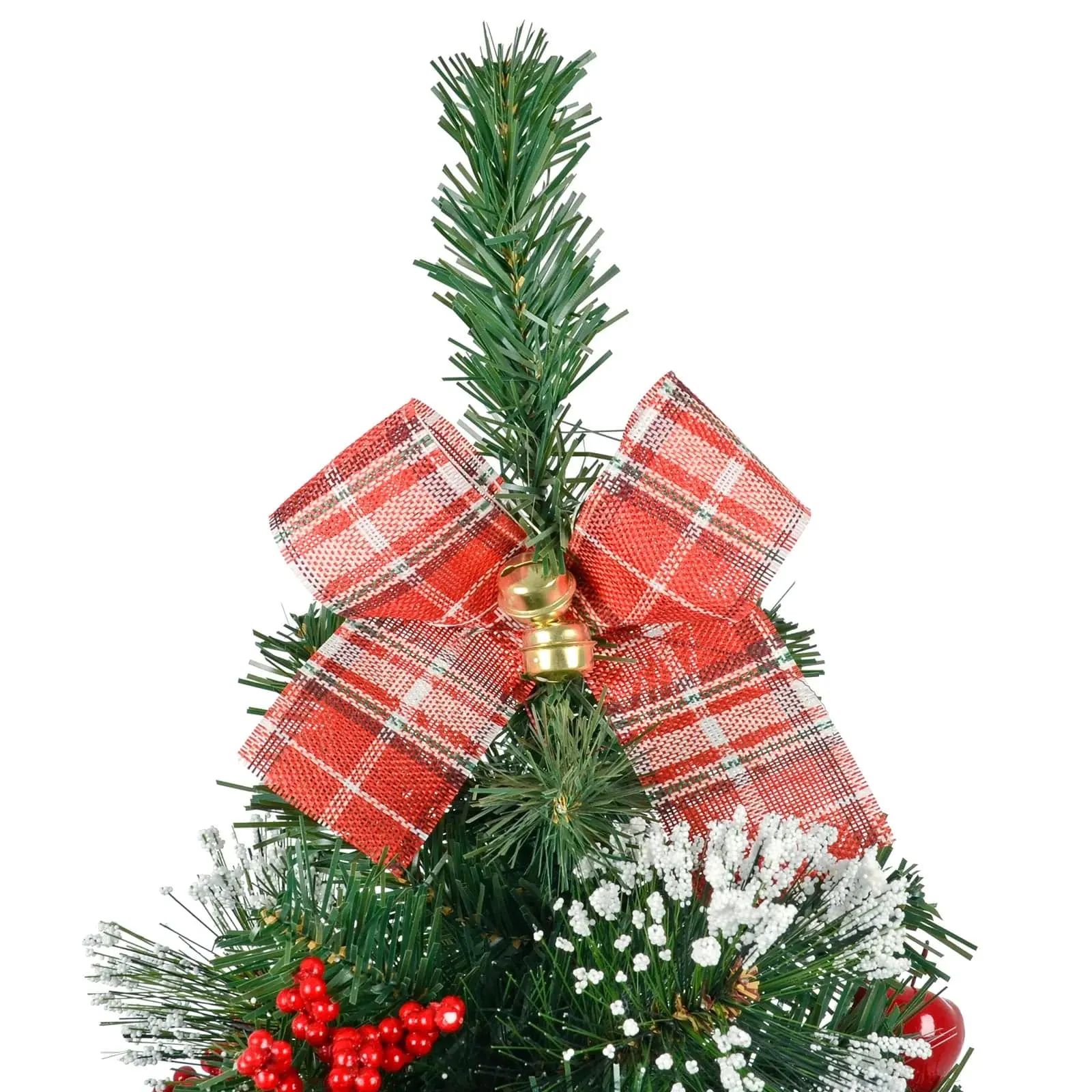 2ft (60cm) Christmas Tree Red Tartan Bows Berries Apples Jute Base