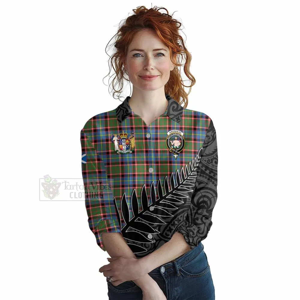 Aikenhead Crest Tartan Women's Casual Shirt with New Zealand Silver Fern Half Style