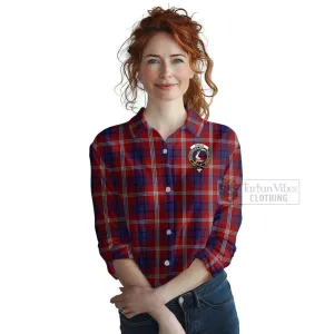 Ainslie Tartan Women's Casual Shirt with Family Crest Celtic Skull Style