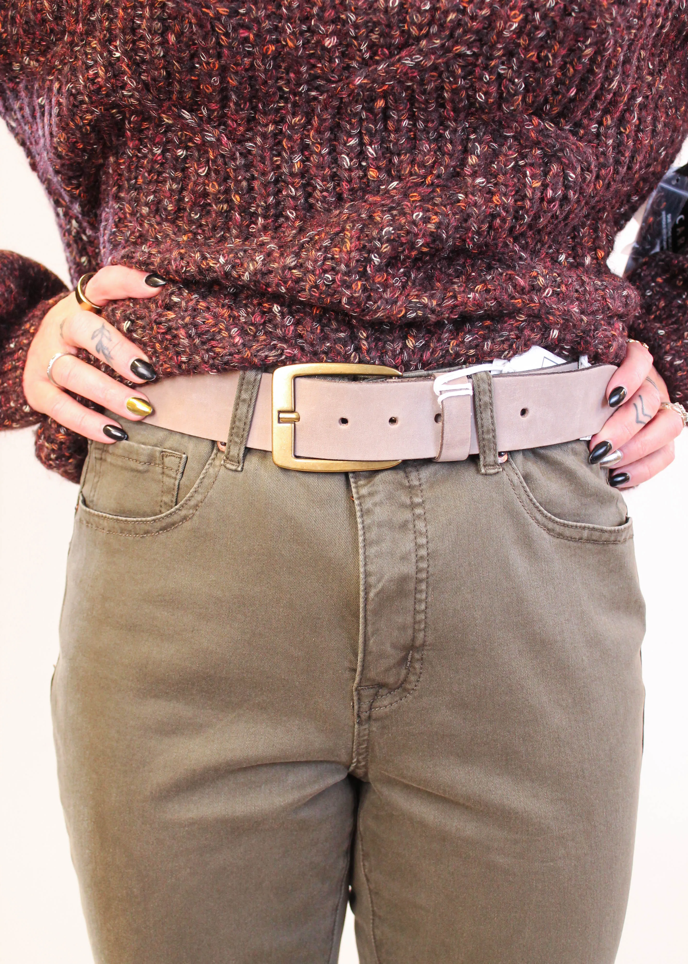 Amsterdam Heritage Leather Belt with Gold Buckle