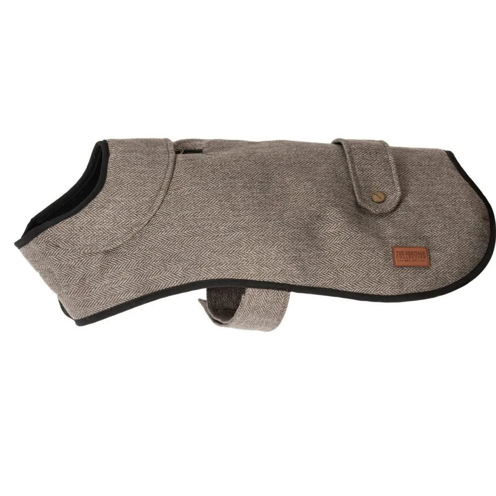 Ancol Heritage 35cm  Taupe Herringbone Dog Coat - Small/Medium