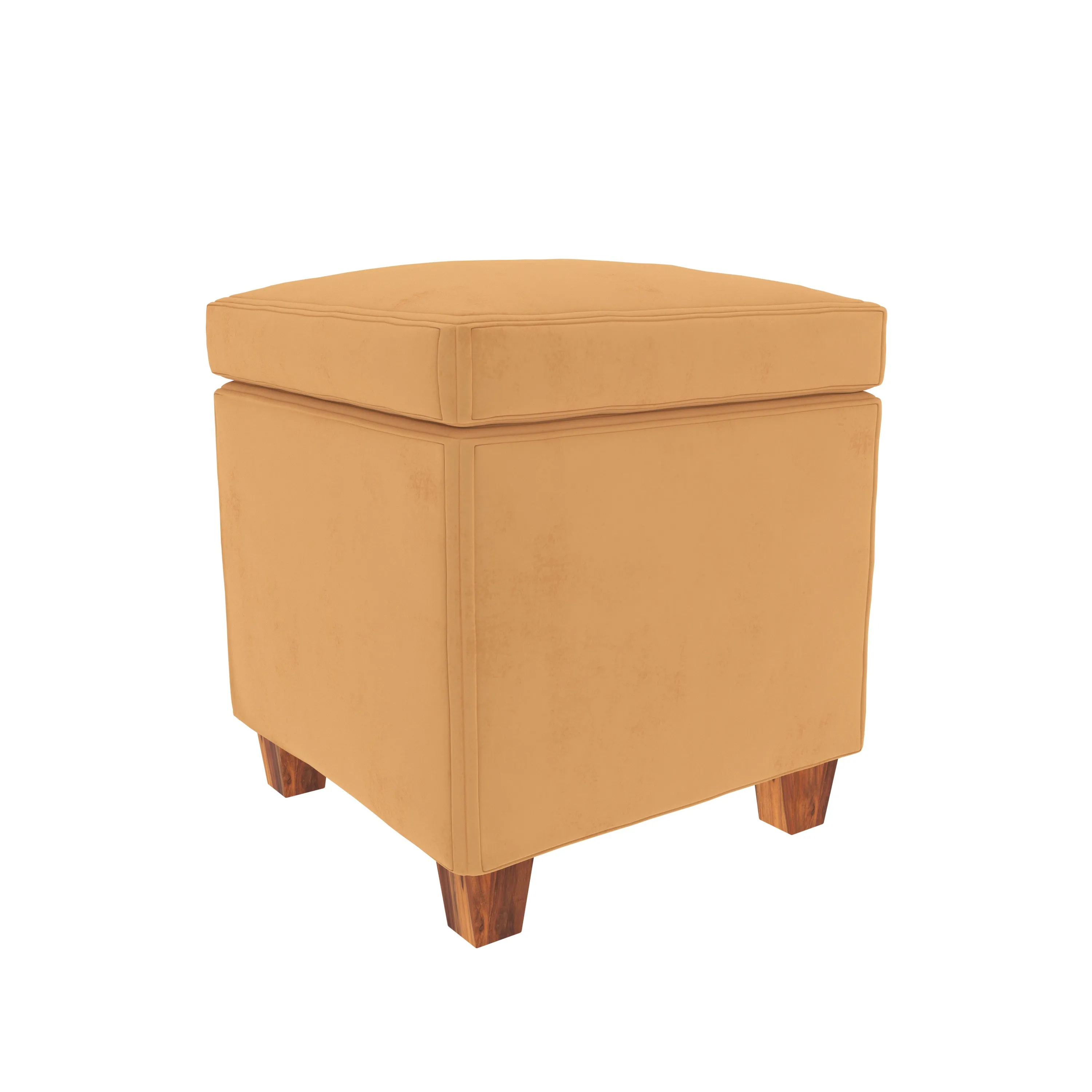 Aqua Light Orange Wooden Smooth Finish Light Seating Stool