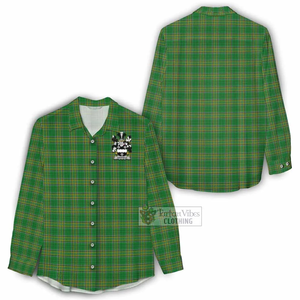 Ashfield Irish Clan Tartan Women's Casual Shirt with Coat of Arms