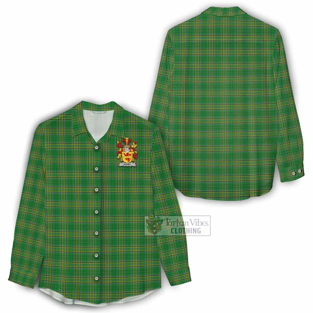 Barby Irish Clan Tartan Women's Casual Shirt with Coat of Arms