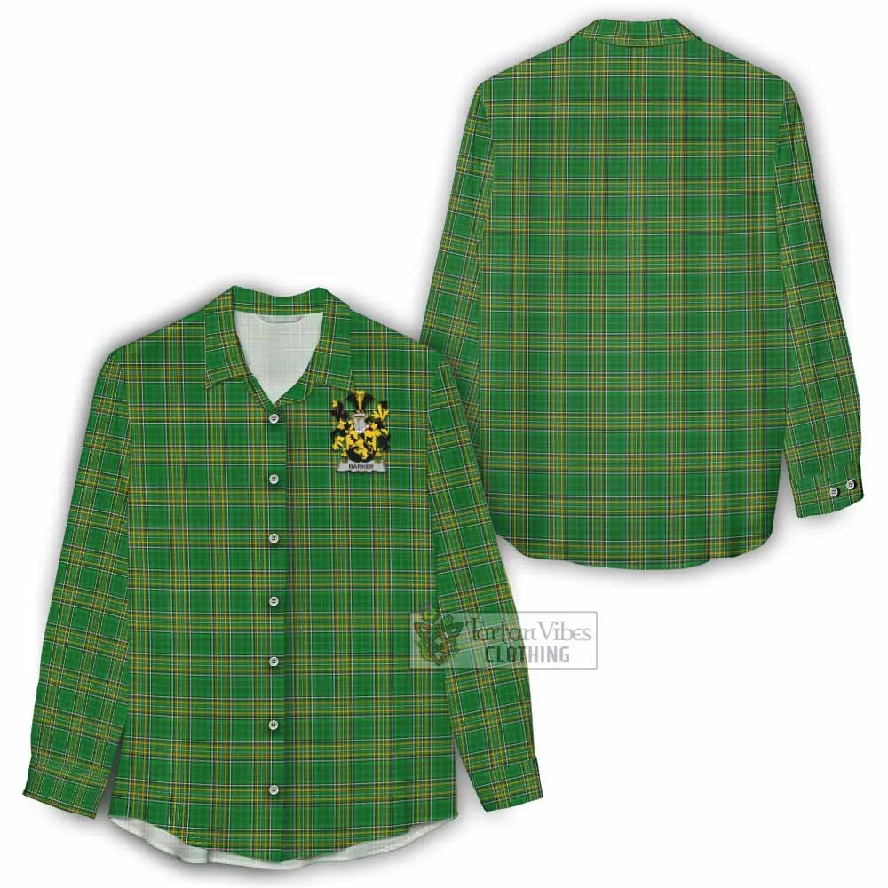 Barker Irish Clan Tartan Women's Casual Shirt with Coat of Arms