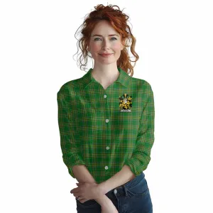 Barker Irish Clan Tartan Women's Casual Shirt with Coat of Arms