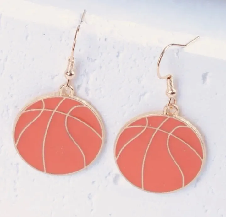 Basketball earrings Gold and orange Sports