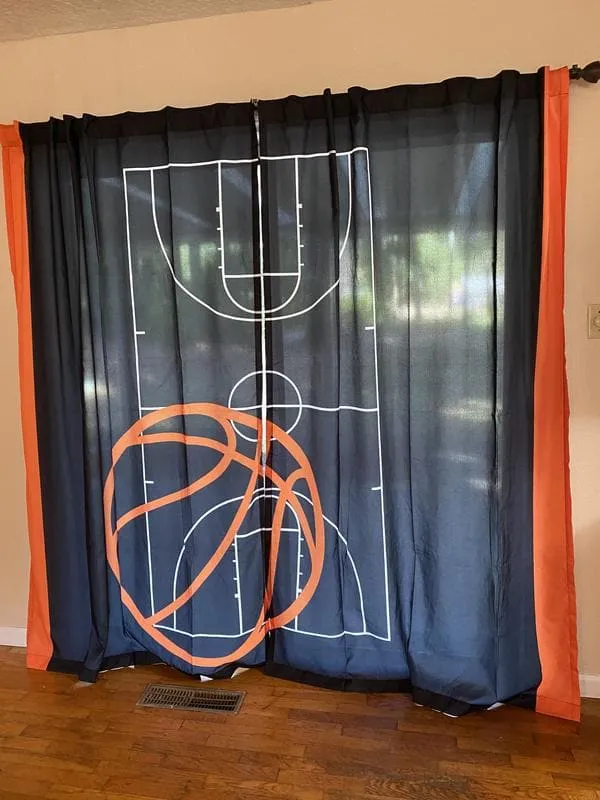 Basketball Game Window Curtain Panel Set