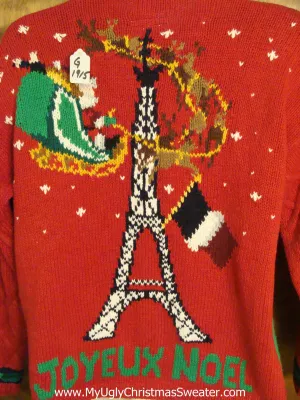 Best 80s Paris France French Light Up Ugly Christmas Jumper