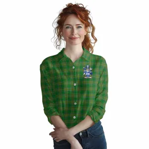 Birch Irish Clan Tartan Women's Casual Shirt with Coat of Arms