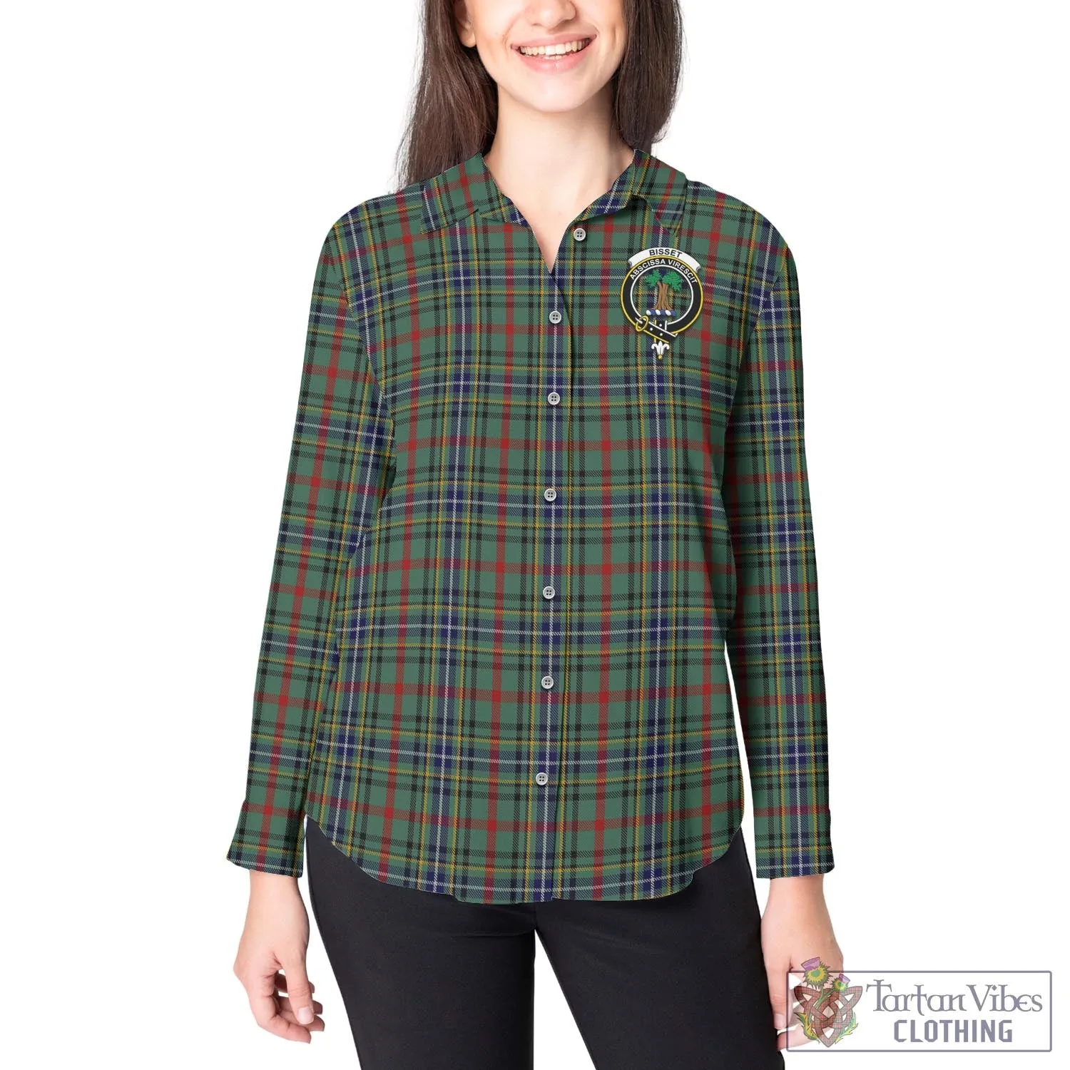 Bisset Tartan Women's Casual Shirt with Family Crest