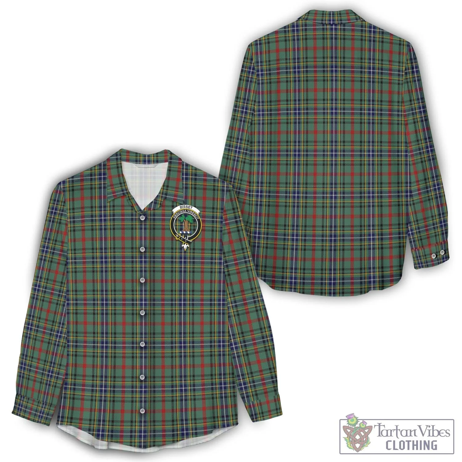 Bisset Tartan Women's Casual Shirt with Family Crest