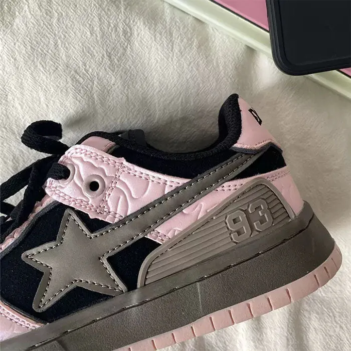 Black & Pink Star Sneakers