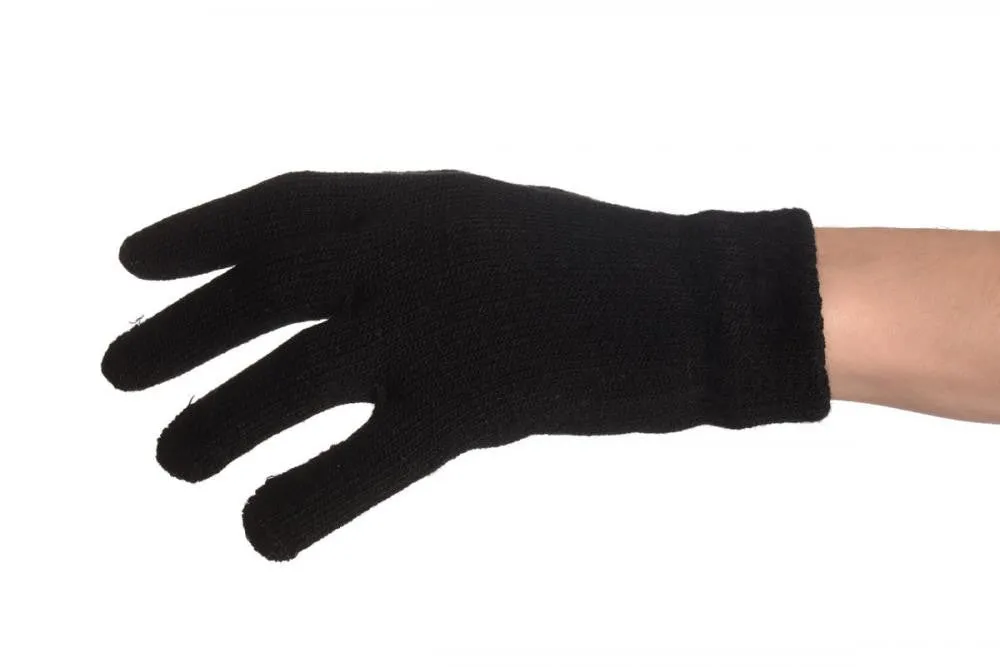 Black Gloves & Fingerless Gloves With Crystals (2 Pairs Set)