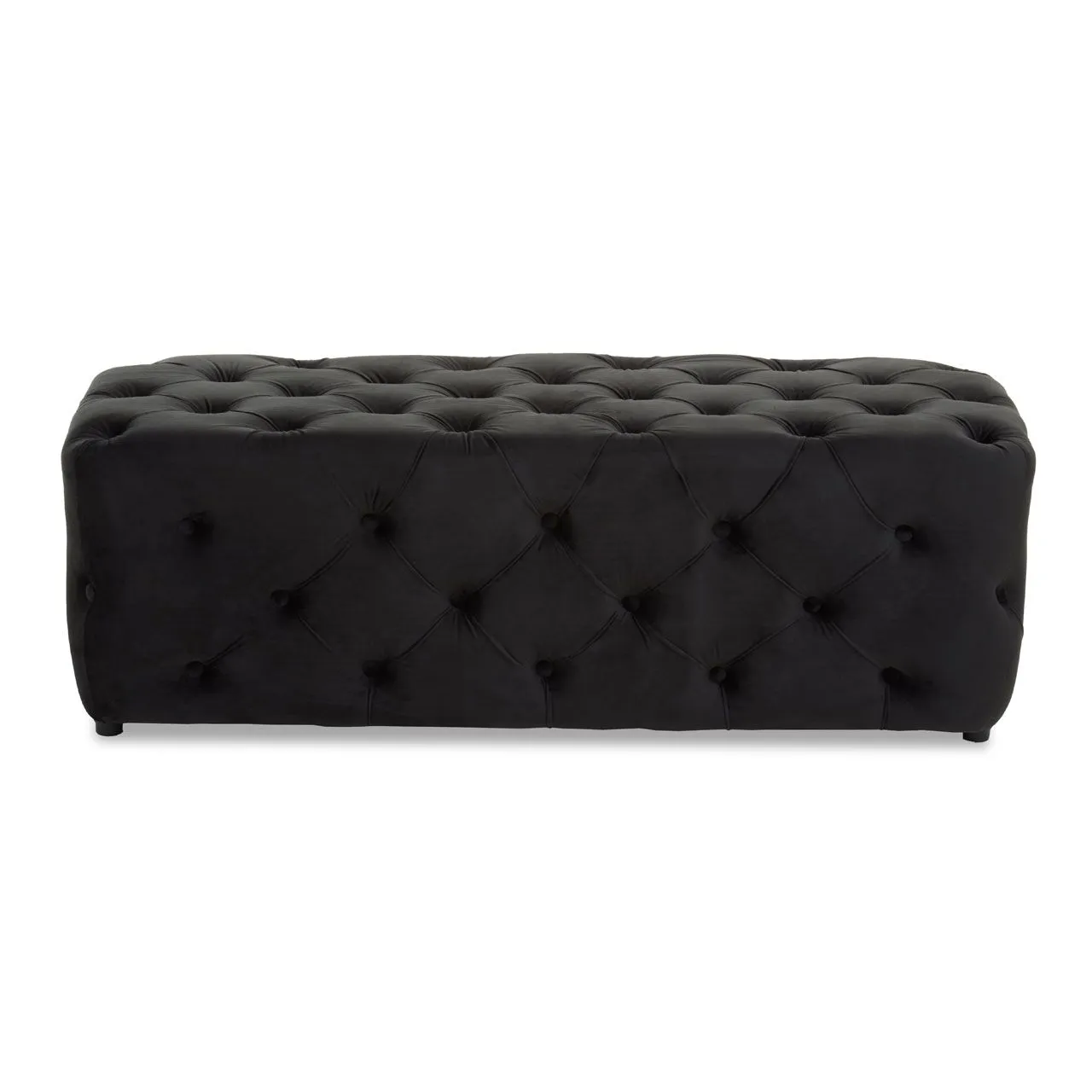 Black Tufted Velvet Bench