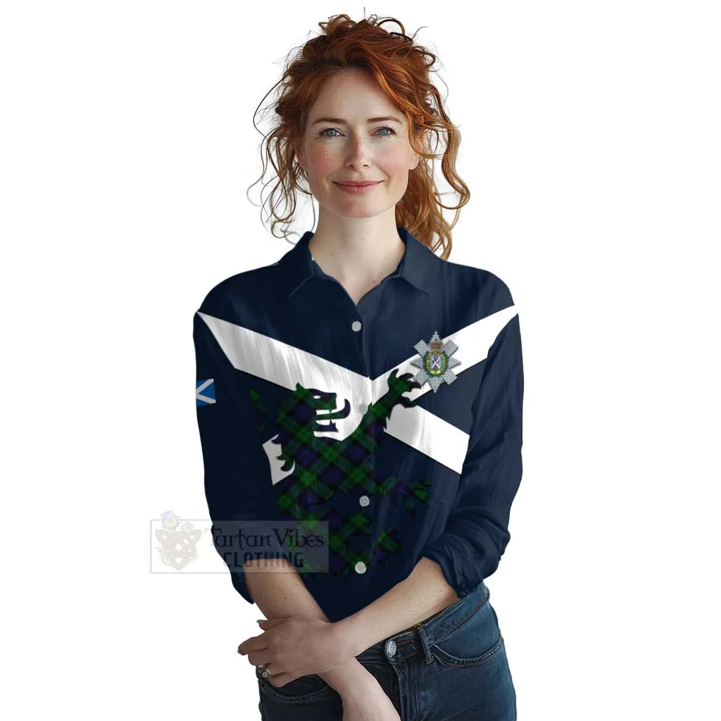 Black Watch Tartan Lion Rampant Women's Casual Shirt Proudly Display Your Heritage with Alba Gu Brath and Clan Name