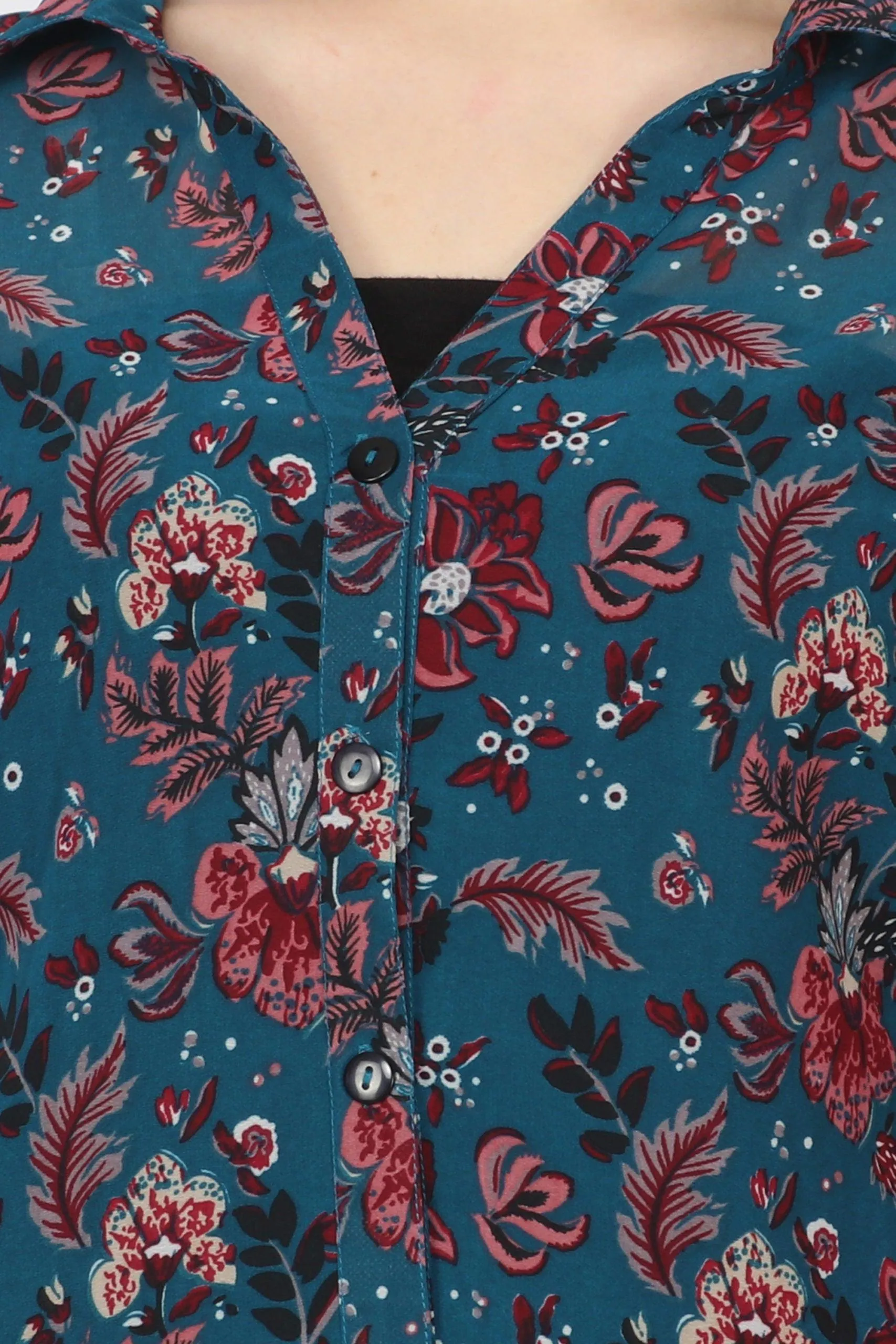 Blue Floral Printed Shirt