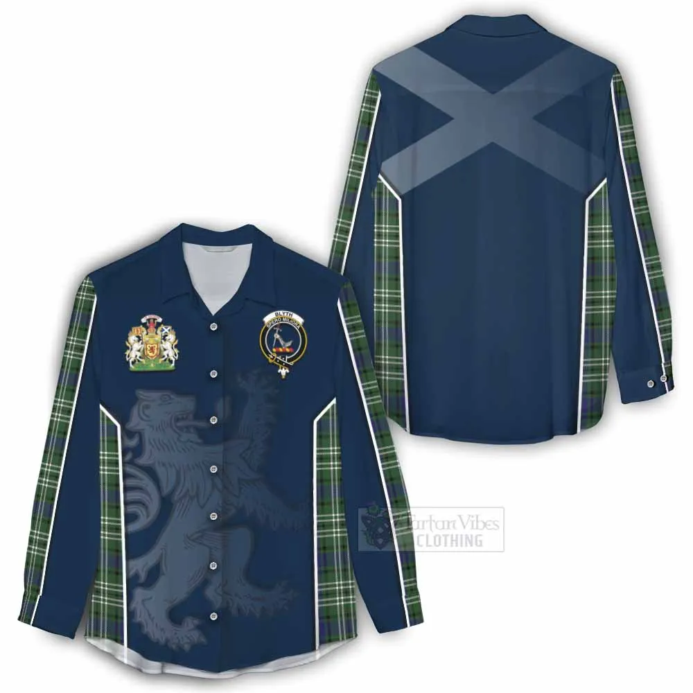 Blyth Tartan Women's Casual Shirt with Family Crest and Lion Rampant Vibes Sport Style