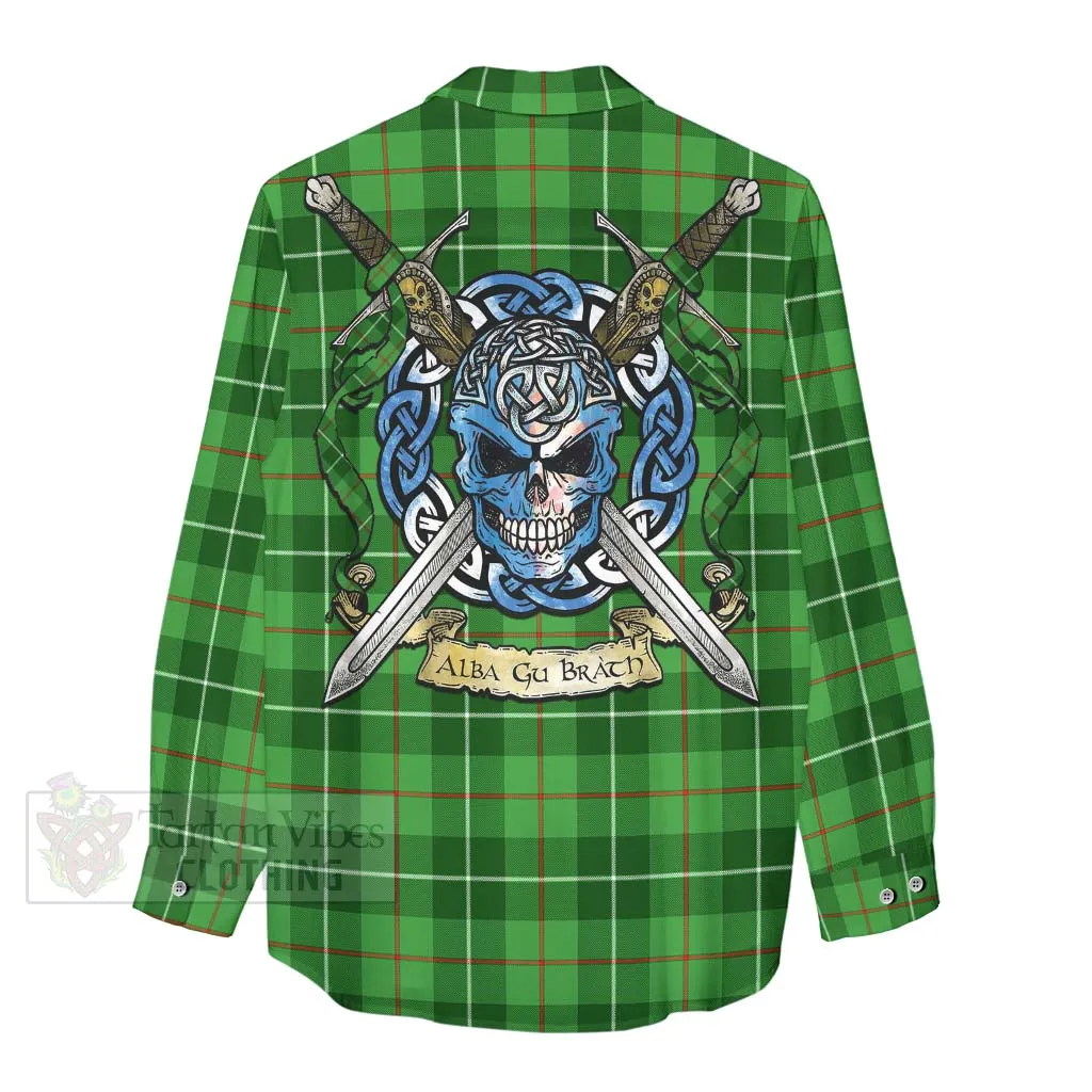 Boyle Tartan Women's Casual Shirt with Family Crest Celtic Skull Style