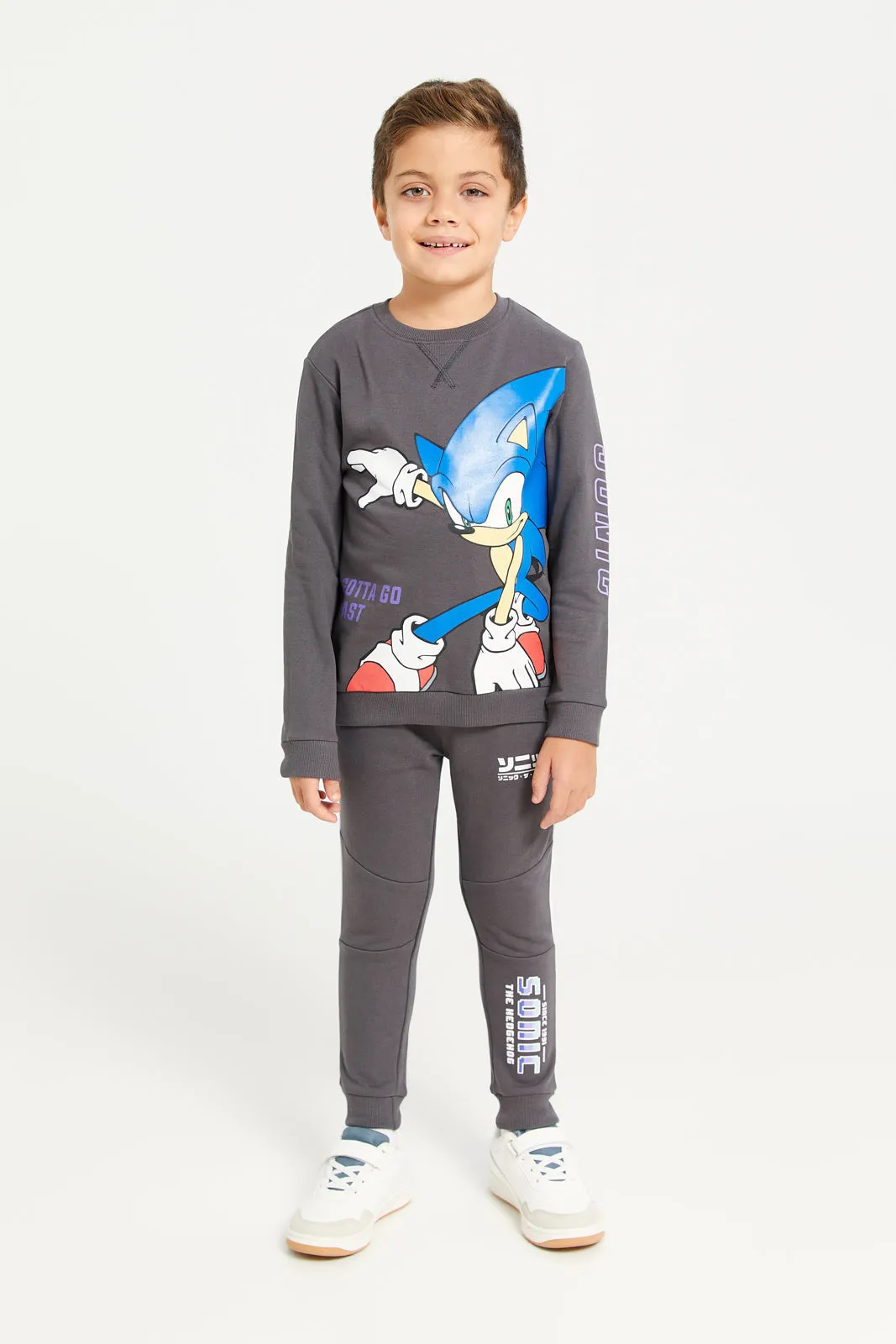 Boys Charcoal Sonic Print Sweatshirt