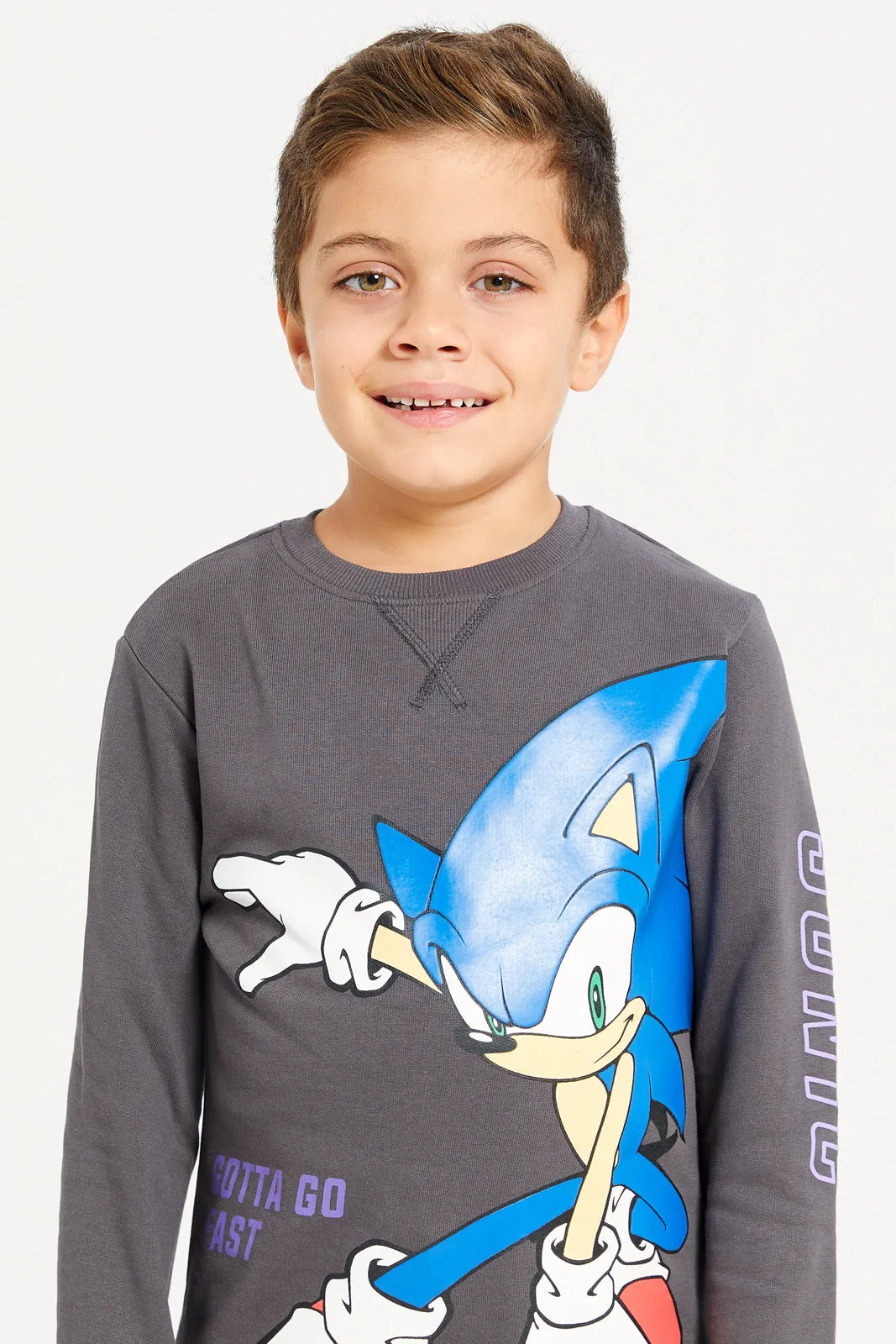 Boys Charcoal Sonic Print Sweatshirt