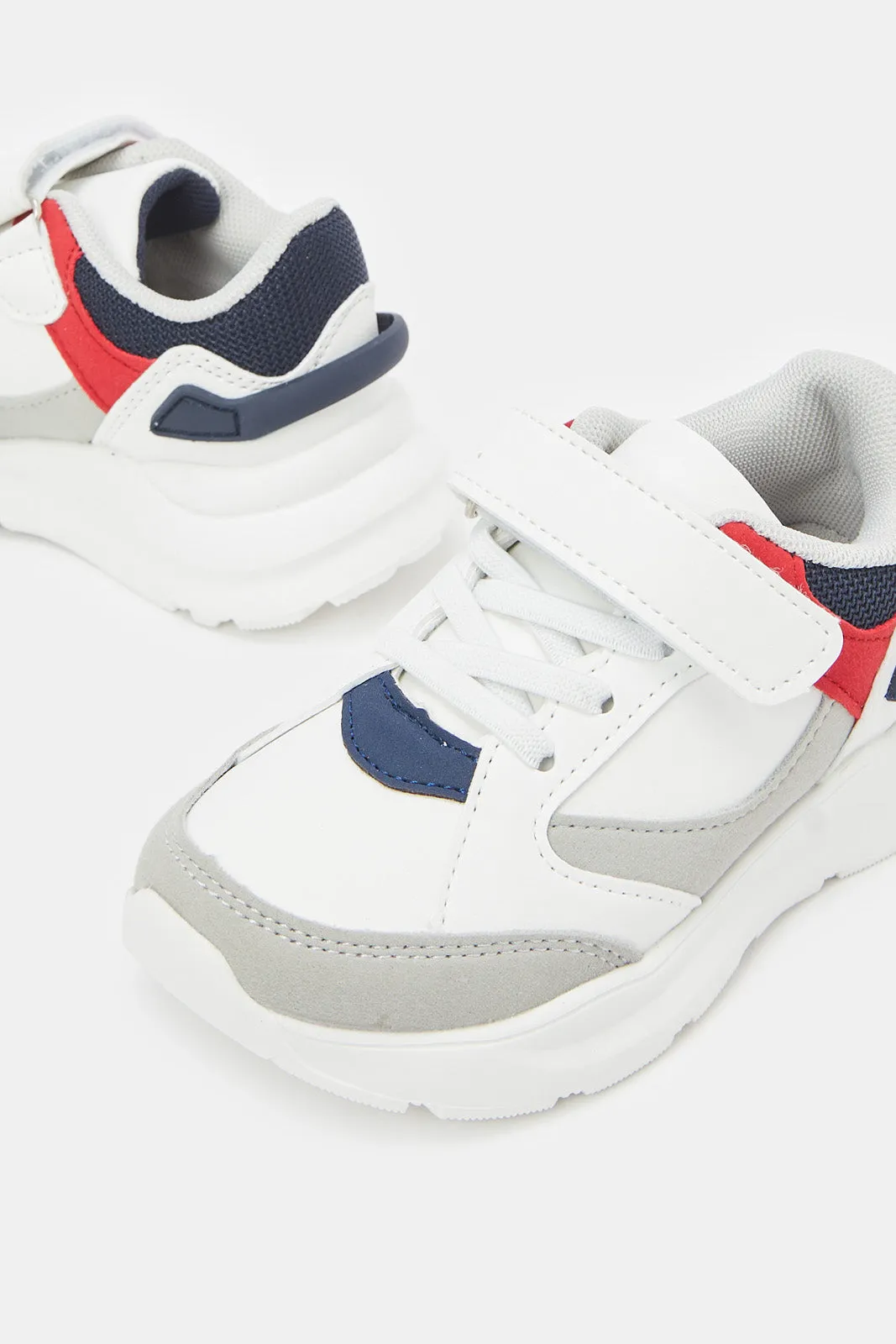 Boys White Color Block Chunky Sneaker