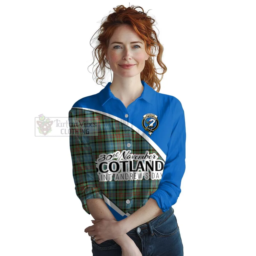 Brisbane Family Crest Tartan Women's Casual Shirt Celebrate Saint Andrew's Day in Style