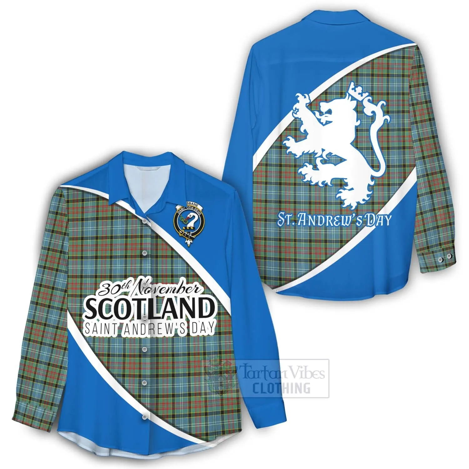 Brisbane Family Crest Tartan Women's Casual Shirt Celebrate Saint Andrew's Day in Style