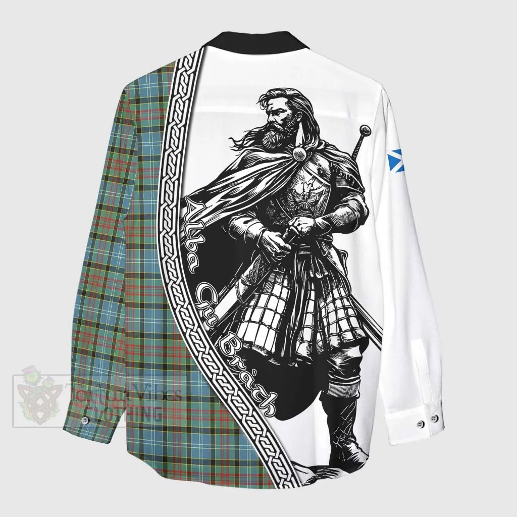 Brisbane Tartan Clan Crest Women's Casual Shirt with Highlander Warrior Celtic Style