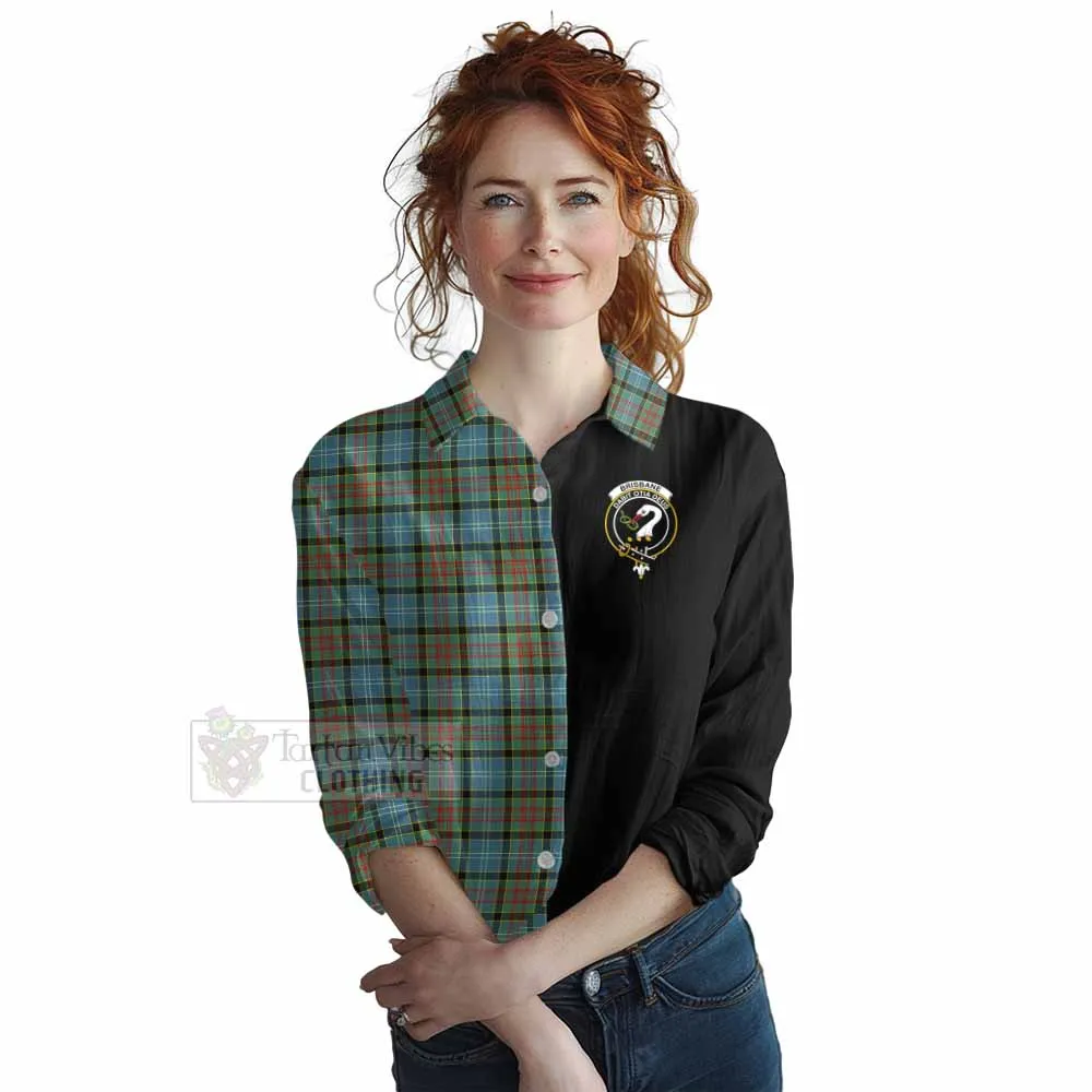 Brisbane Tartan Women's Casual Shirt with Family Crest and Half Of Me Style