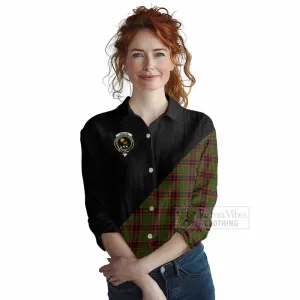 Buchan Tartan Women's Casual Shirt with Family Crest and Military Logo Style