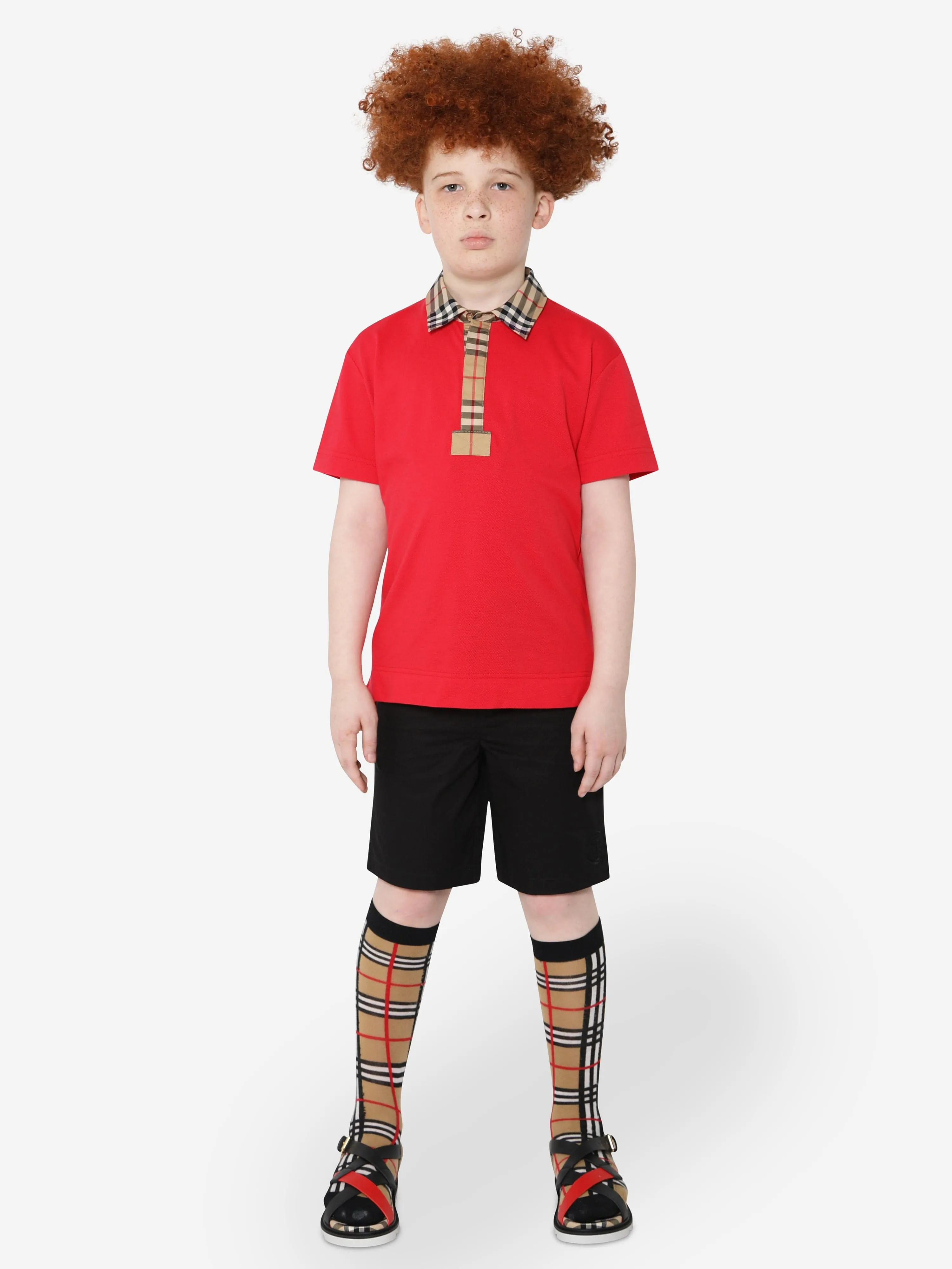 Burberry Boys Johane Polo Shirt In Red