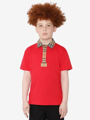 Burberry Boys Johane Polo Shirt In Red