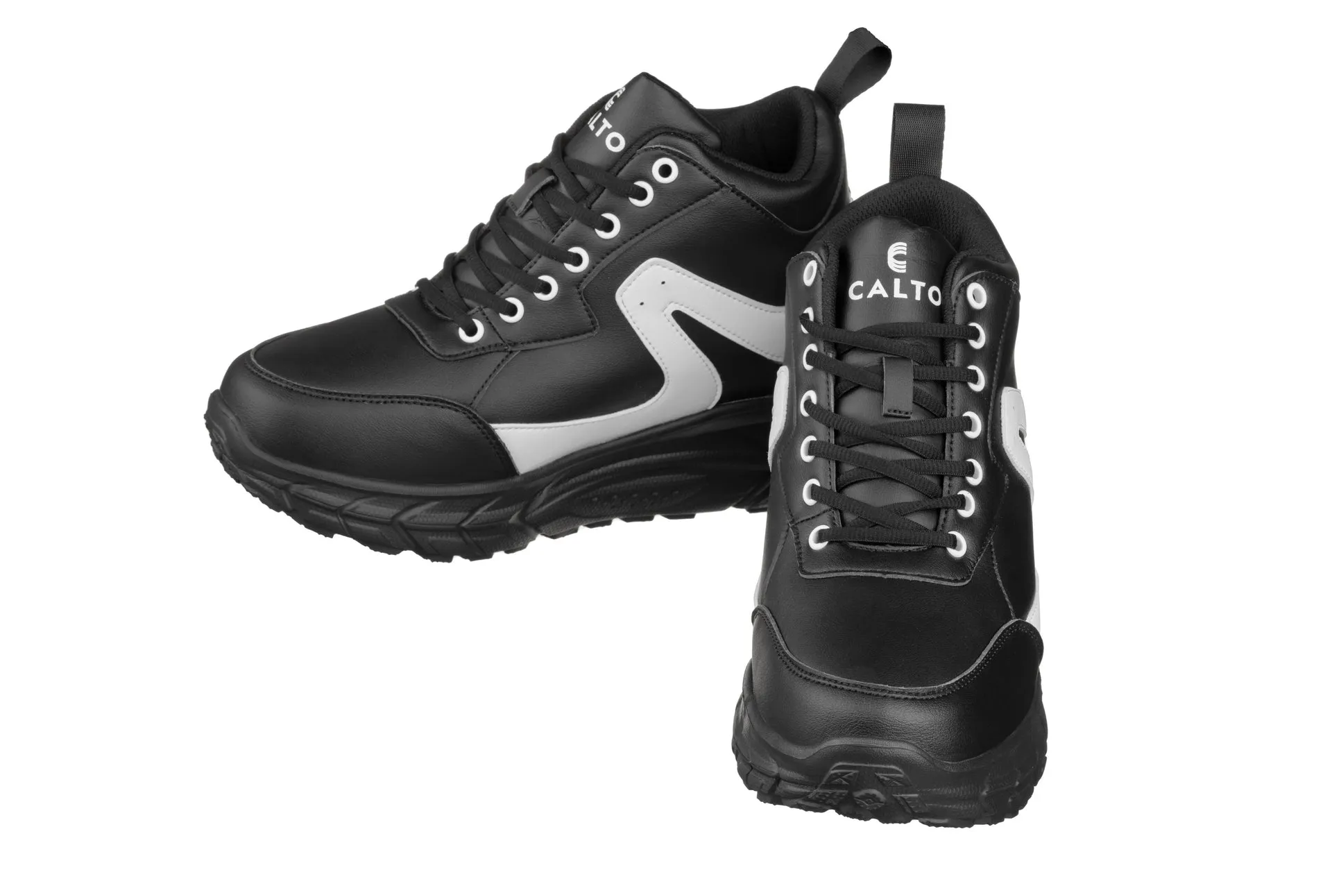 CALTO - S22772 - 4 Inches Taller (Black/White) - Hiking Style Boots