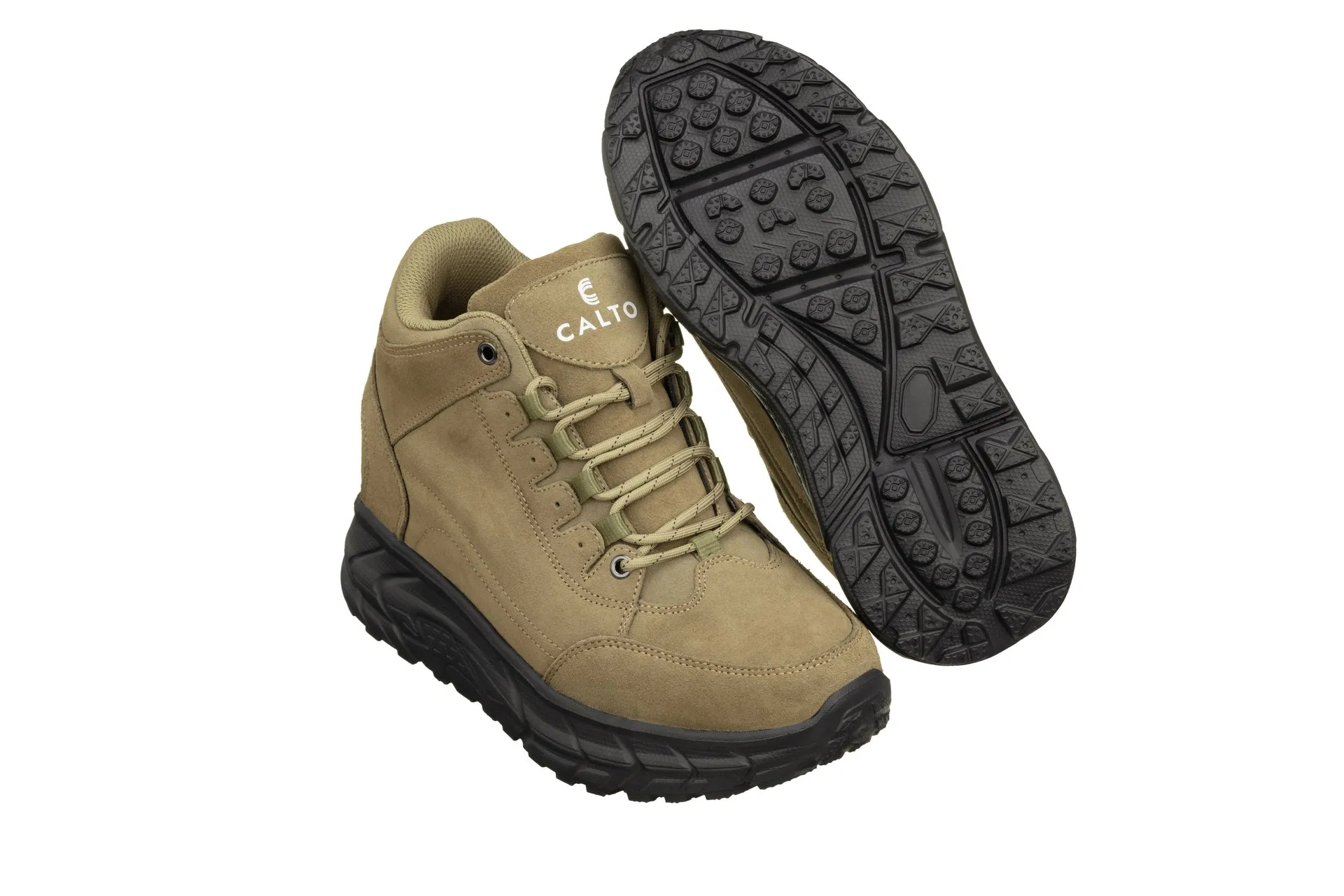 CALTO - S22798 - 4 Inches Taller (Khaki) - Hiking Style Boots