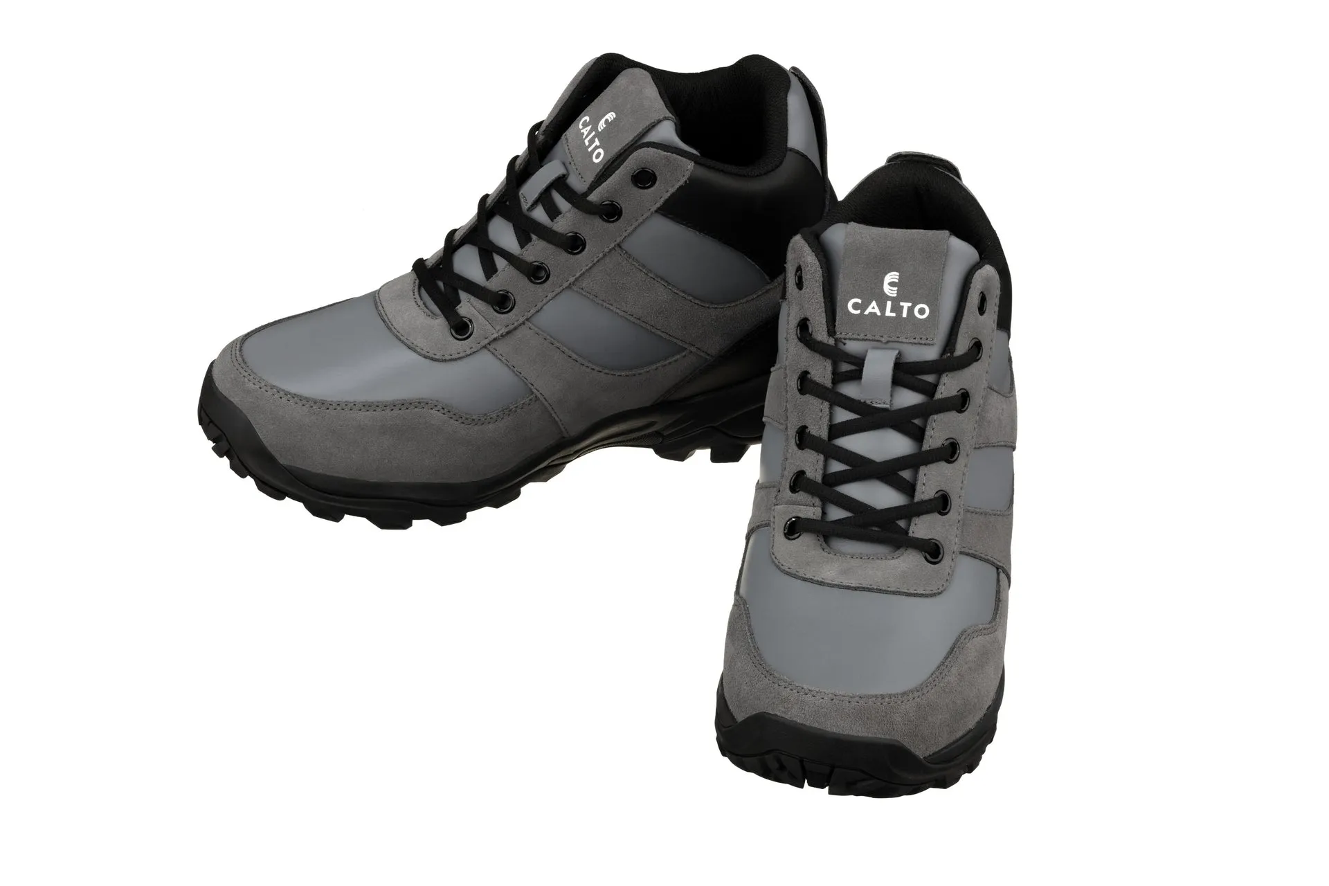 CALTO - S33511 - 3.6 Inches Taller (Grey/Black) - Hiker Sneakers