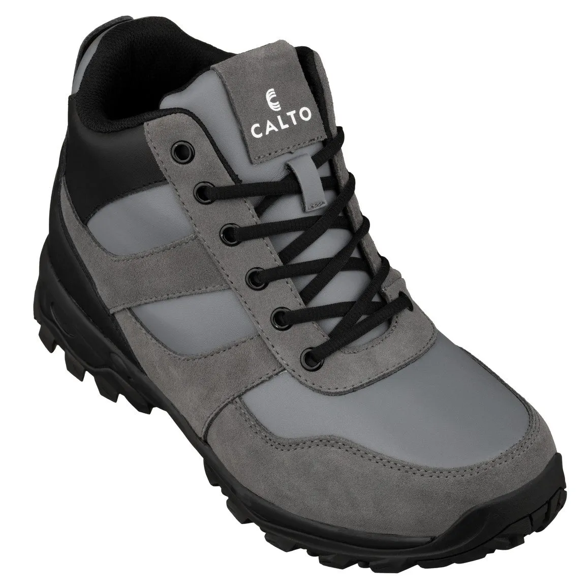 CALTO - S33511 - 3.6 Inches Taller (Grey/Black) - Hiker Sneakers