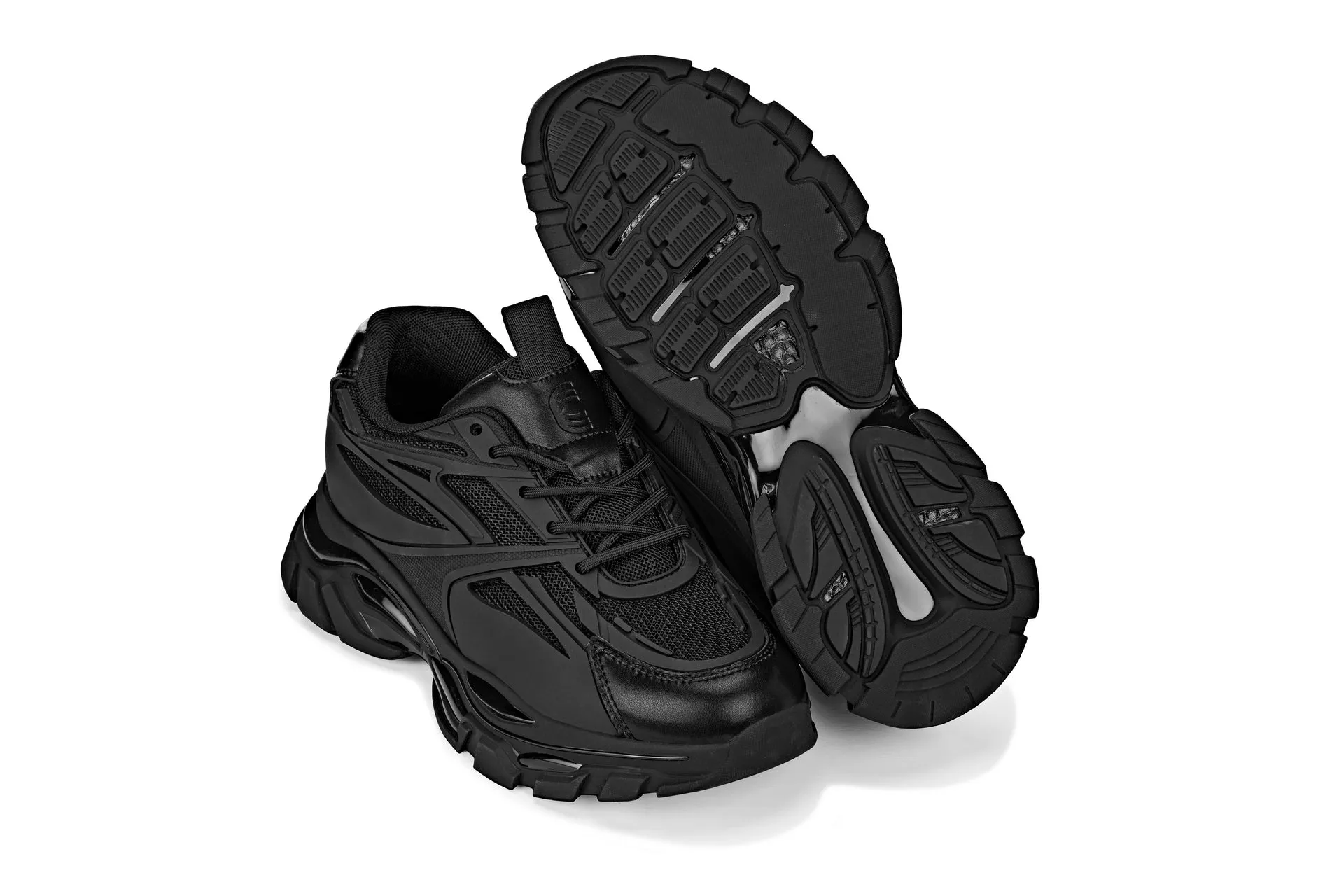 CALTO - S5282 - 2.6 Inches Taller (Jet Black/Onyx Sole) - Chunky Sole Sporty Sneakers