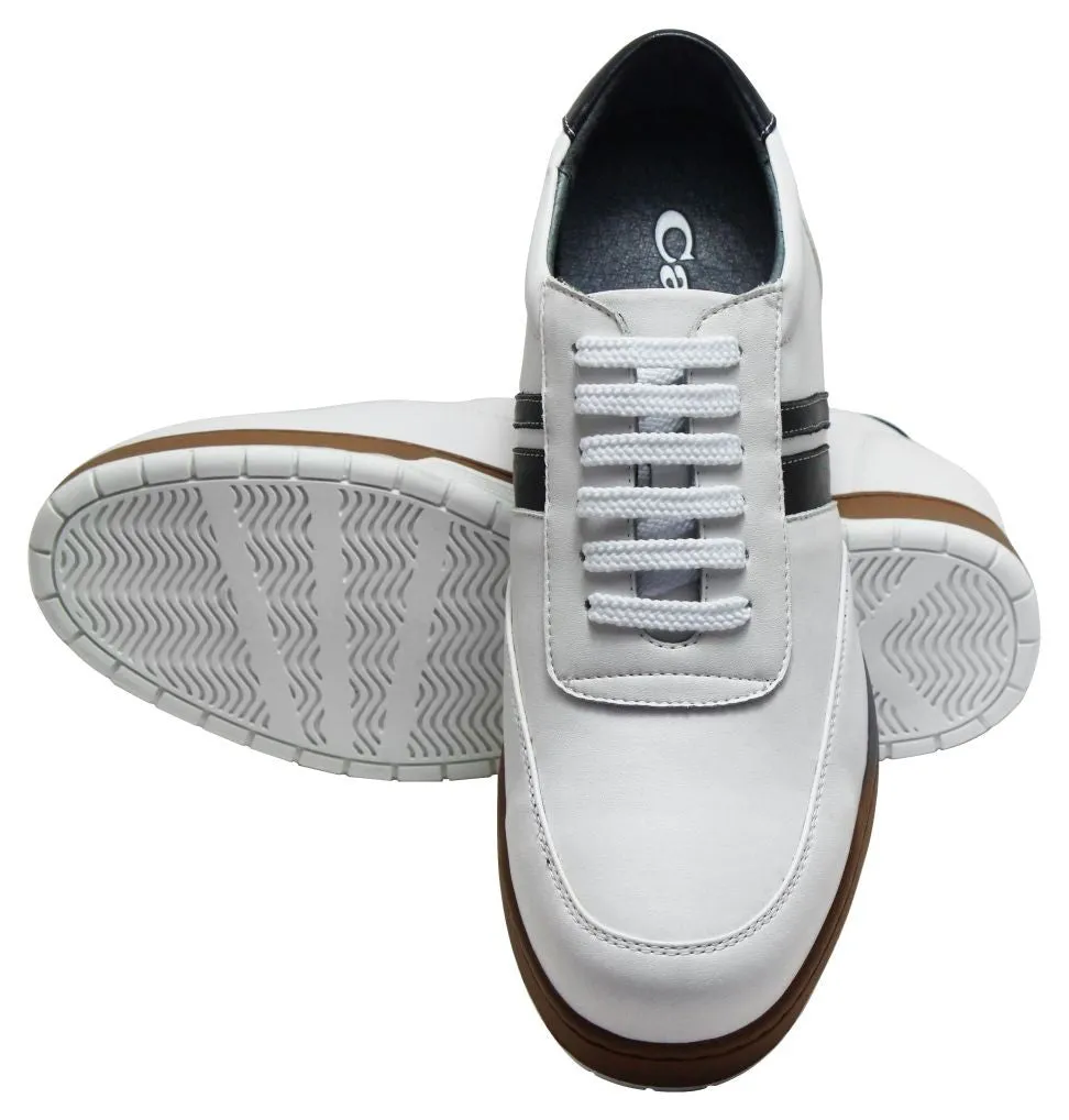 CALTO White Leather Sneakers - 2.8 inches - Y2821