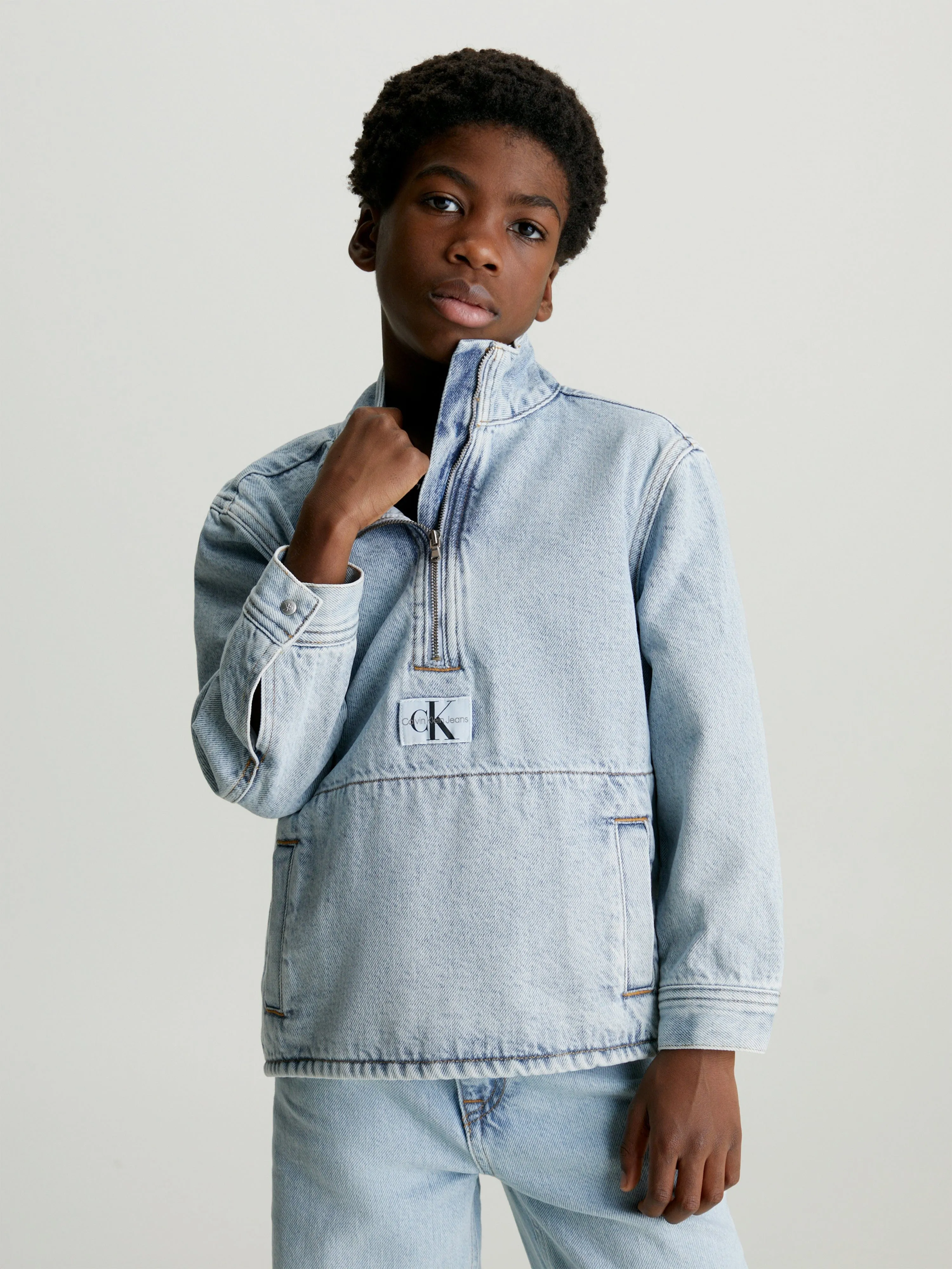 Calvin Klein Boys Denim Anorak in Blue