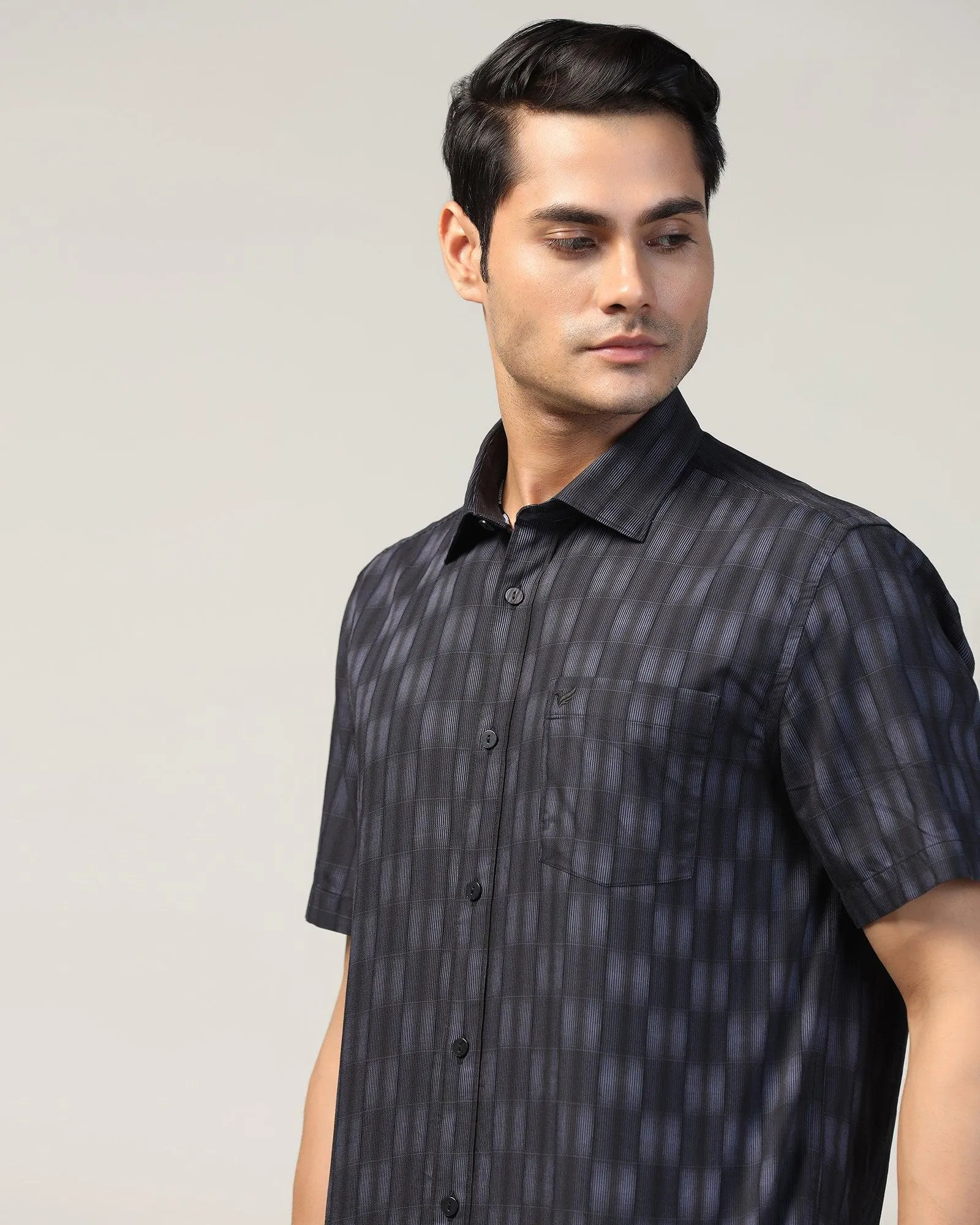 Casual Half Sleeve Blue Check Shirt - Fenix