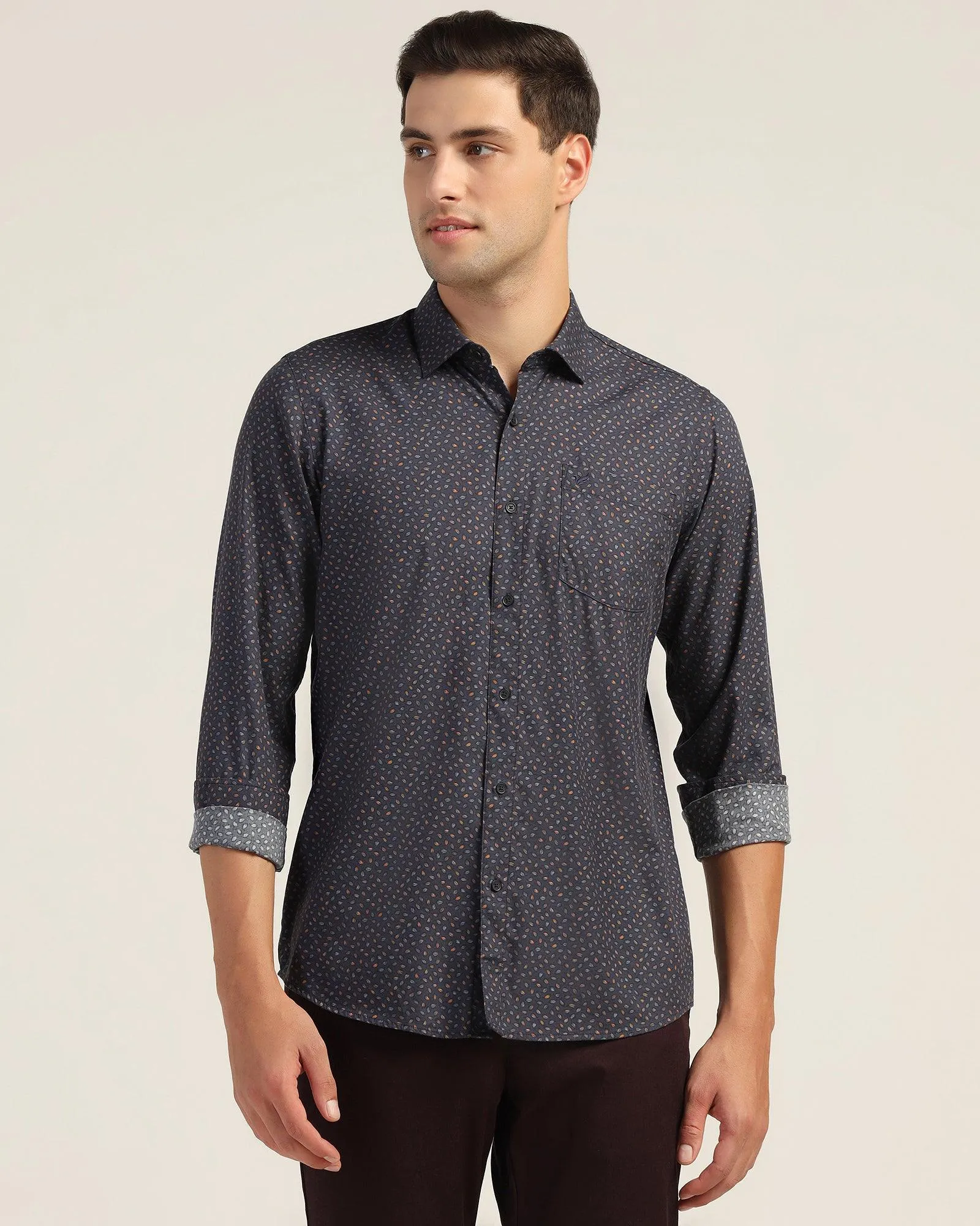 Casual Navy Printed Shirt - Pavic