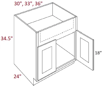 EB02-SB33-FS Elegant Smokey Gray Assembled 33" Farm Sink Base Cabinet