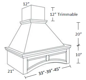 EB02-WHA36/39 Elegant Smokey Gray Decorative Arched Hood