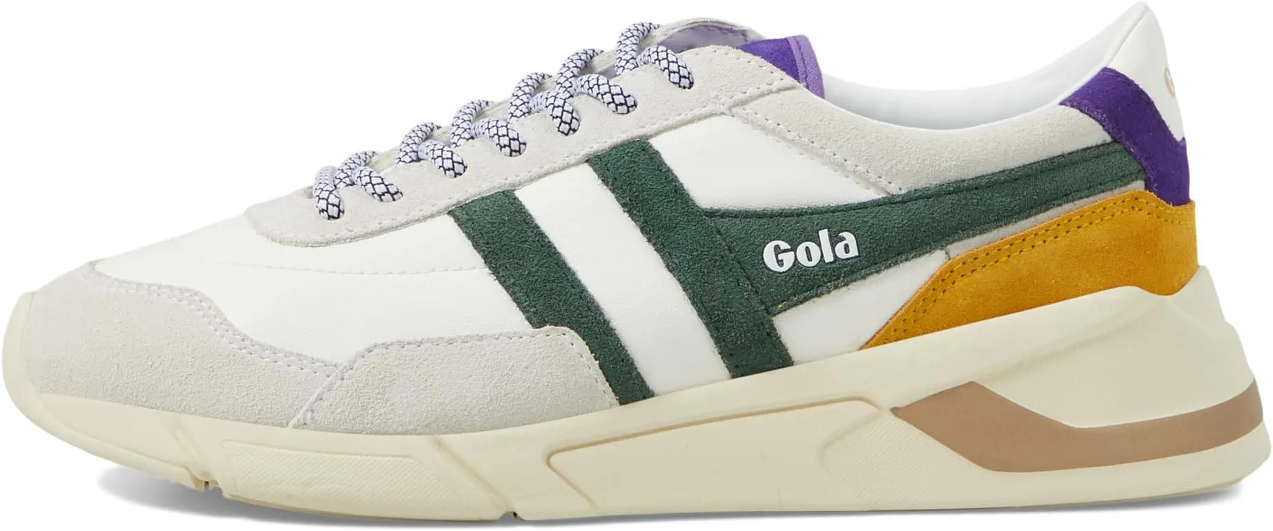 Eclipse Pure Gola Sneakers, White/Evergreen/Royal Purple