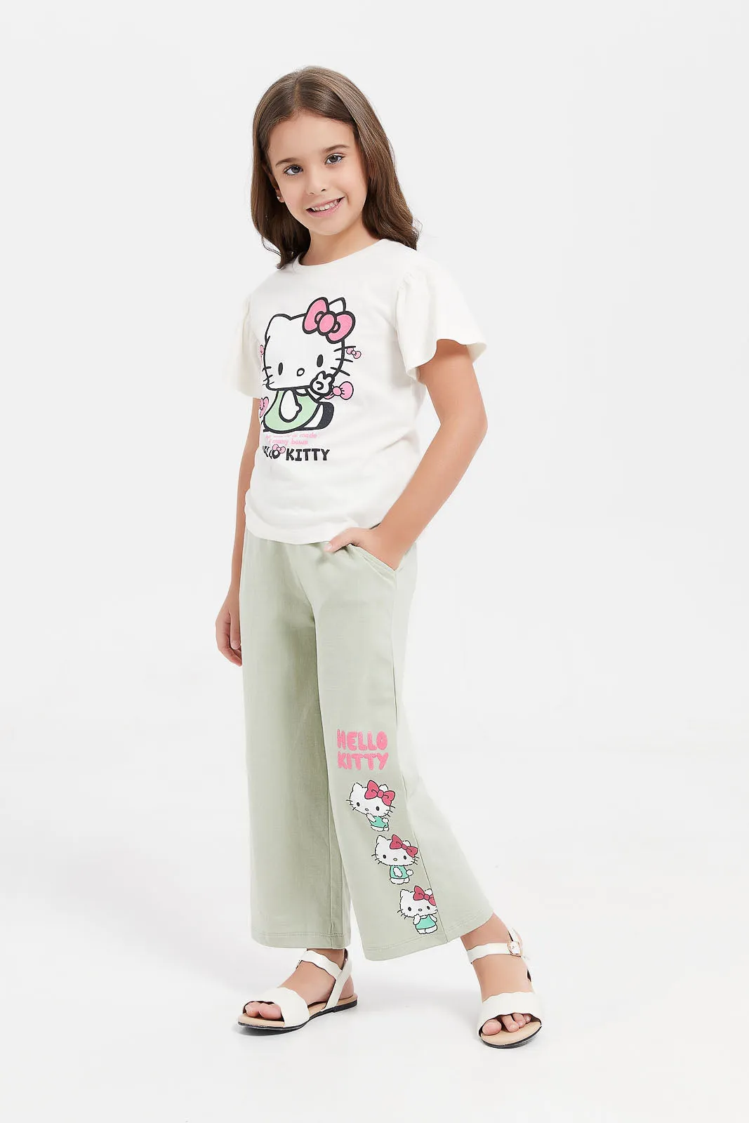 Girls Mint Hello Kitty Print Track Pant