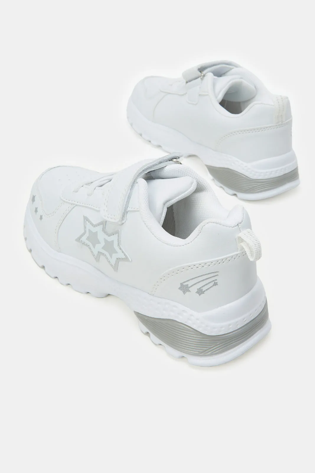 Girls White Heart Patch Trainer