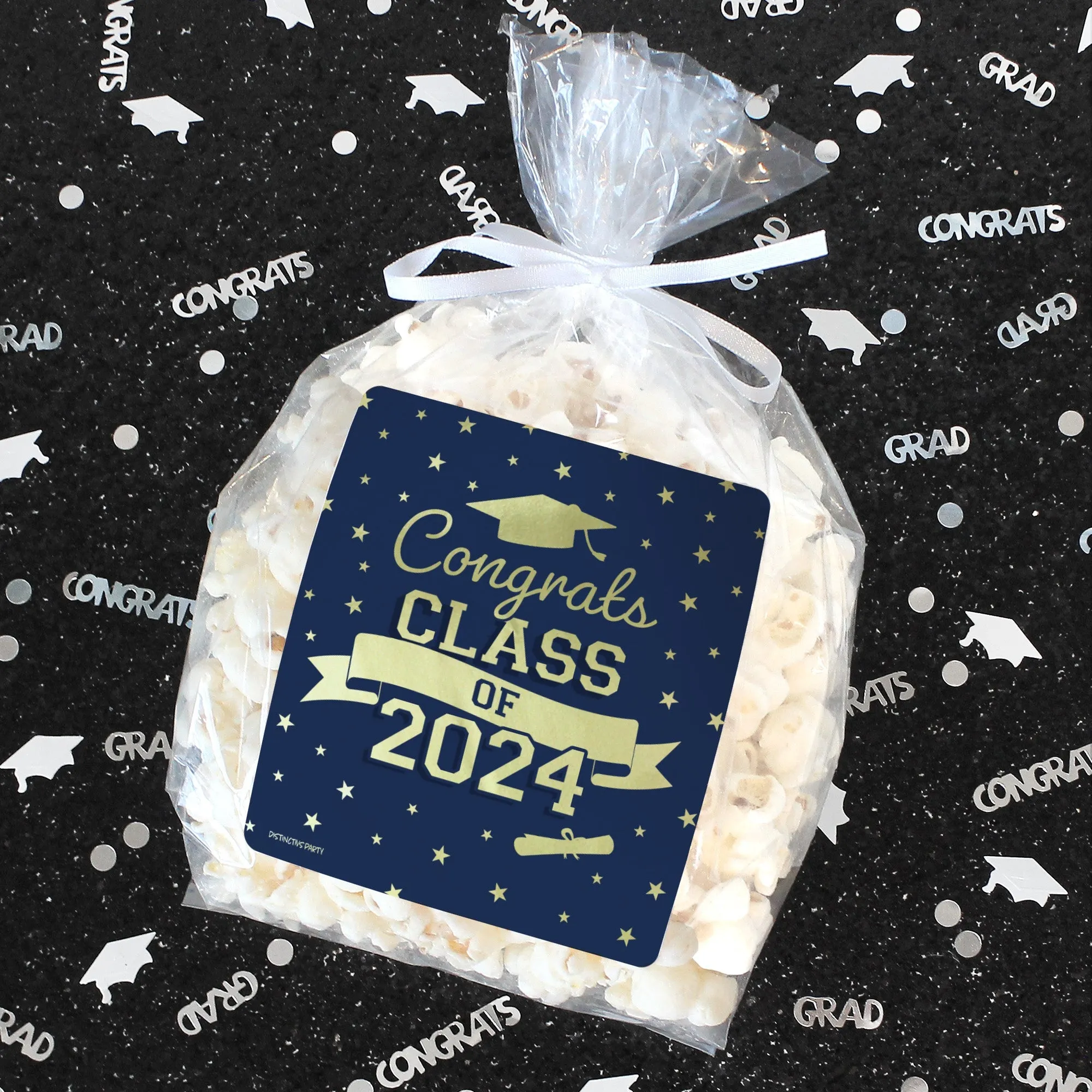 Graduation Class of 2024: Graduation Party Favors - Chip Bag and Snack Bag Stickers - 10 School Colors - 32 Stickers